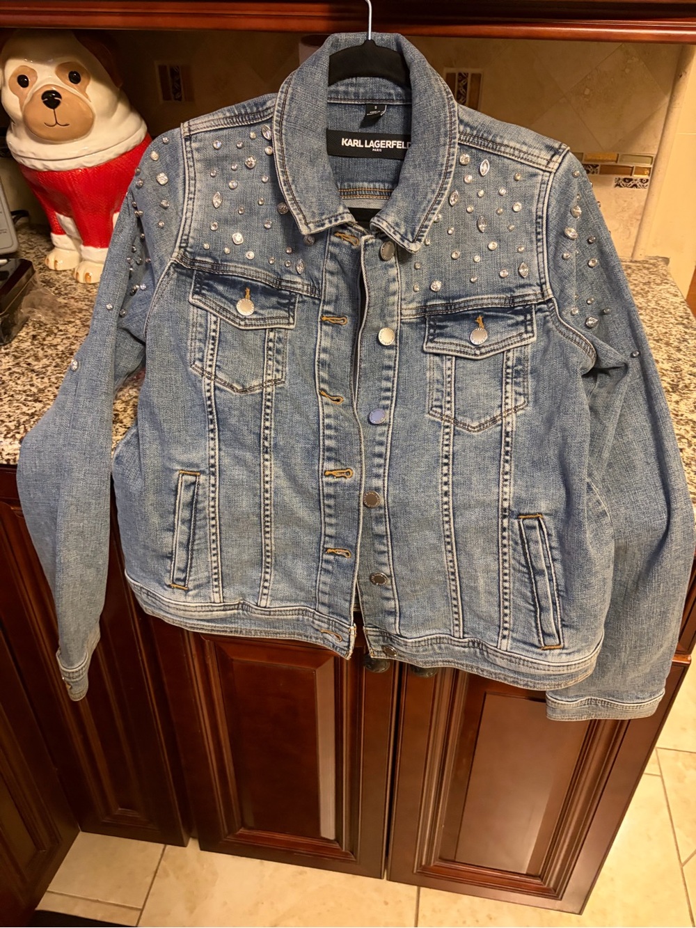 Karl Lagerfeld Light Blue Studded Denim Jacket